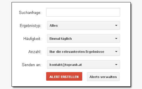 Funktion Startseite Google Alert